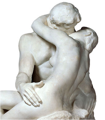The Kiss (1886), initially inspired by the love affair between Paolo Malatesta and Francesca of Rimini that Dante recounted in the Divine Comedy, although this idea was finally rejected and all reference to specific circumstances was excluded.
