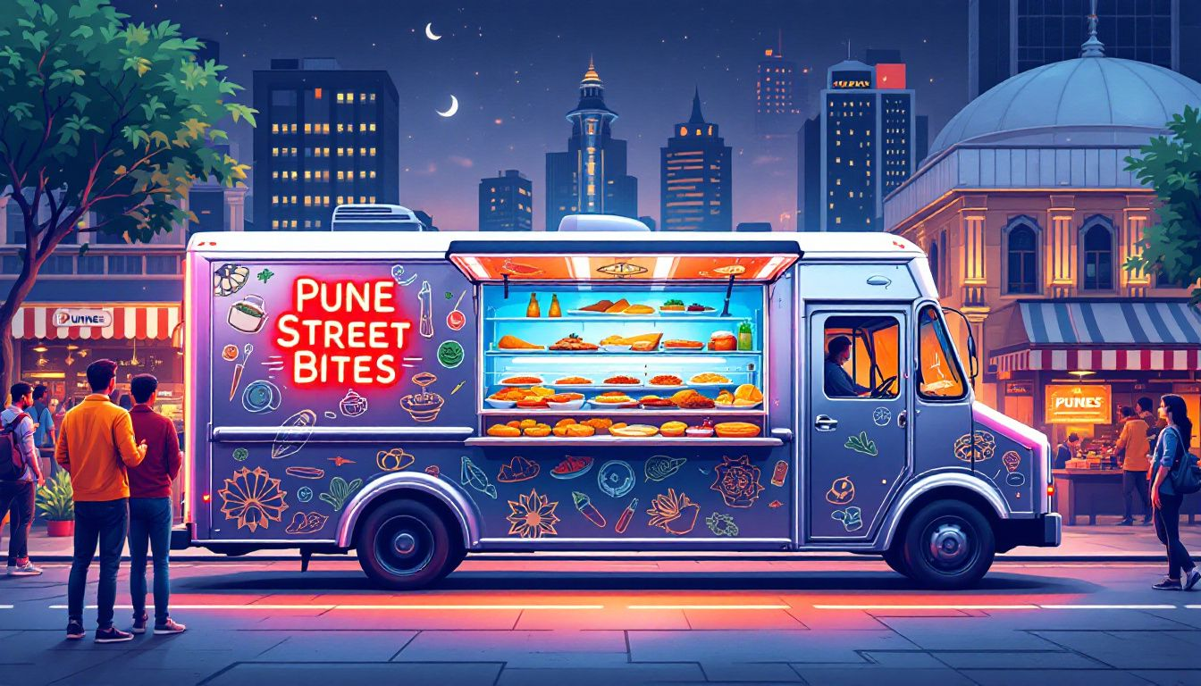 da87b501 dd37 4b4d 815c c299d43bb0fe A food truck serving delicious street food in Pune, showcasing food business opportunities.