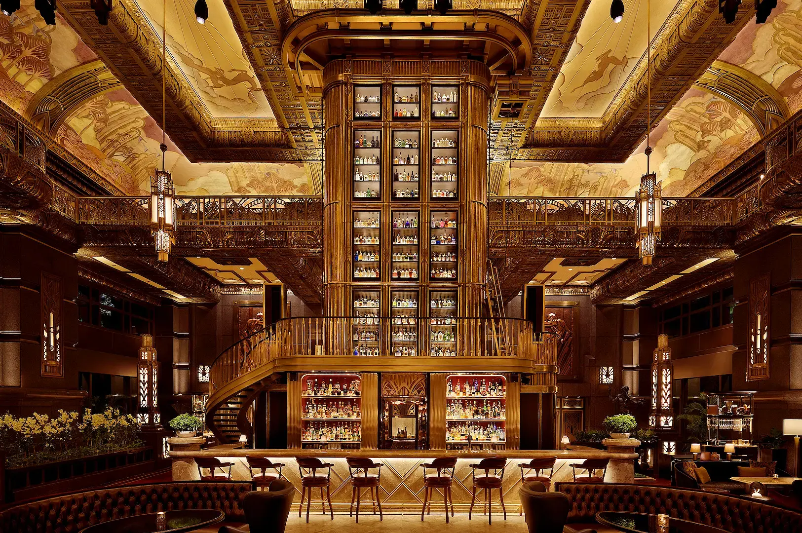 Atlas Bar Singapore grand Art Deco interior with central gin tower and bar