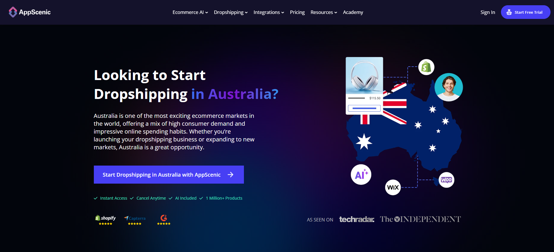 appscenic landing page screenshot