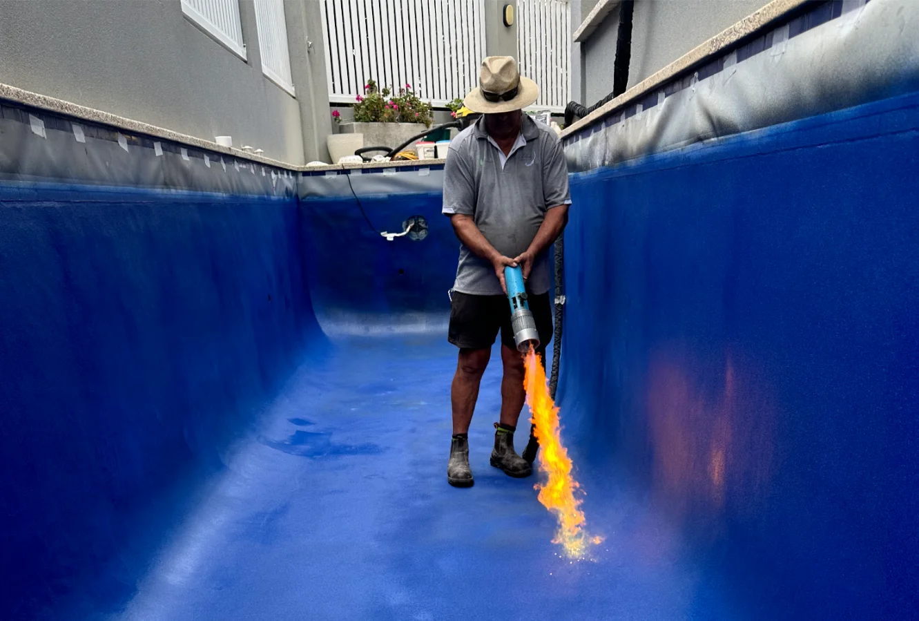 ecoFINISH application onto pool surface