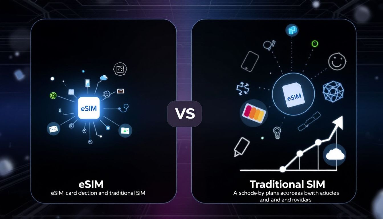 A comparison chart showing the reliability factors of eSIMs versus traditional SIM cards.