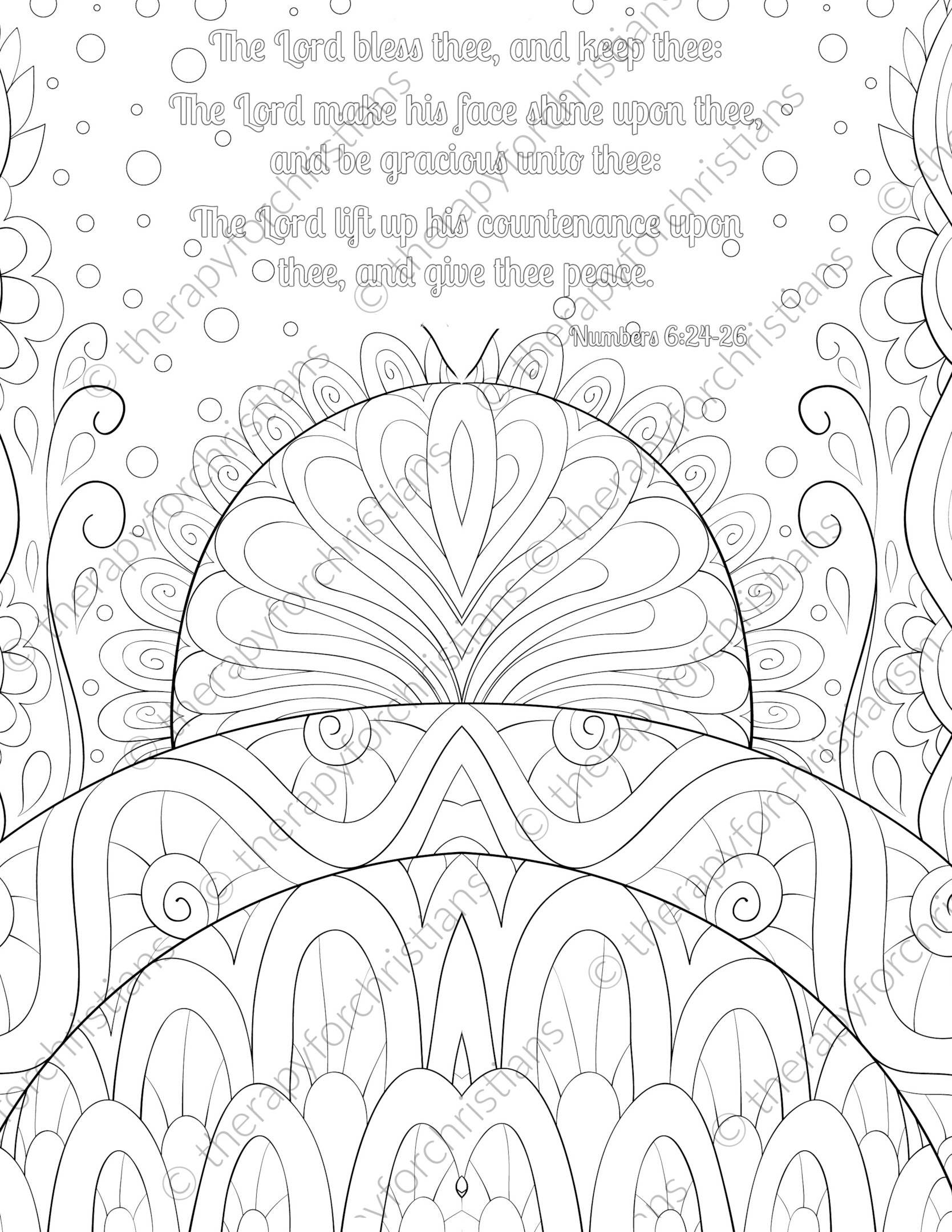 Numbers 6:24-26 Bible verse coloring pages for adults