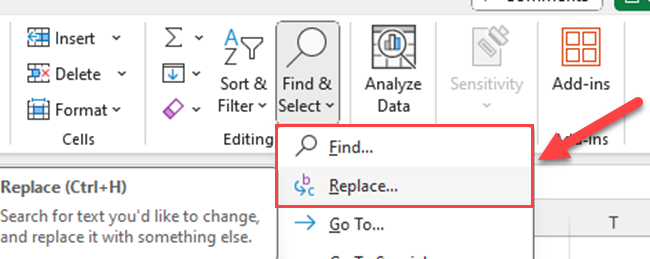 Excel Replace option