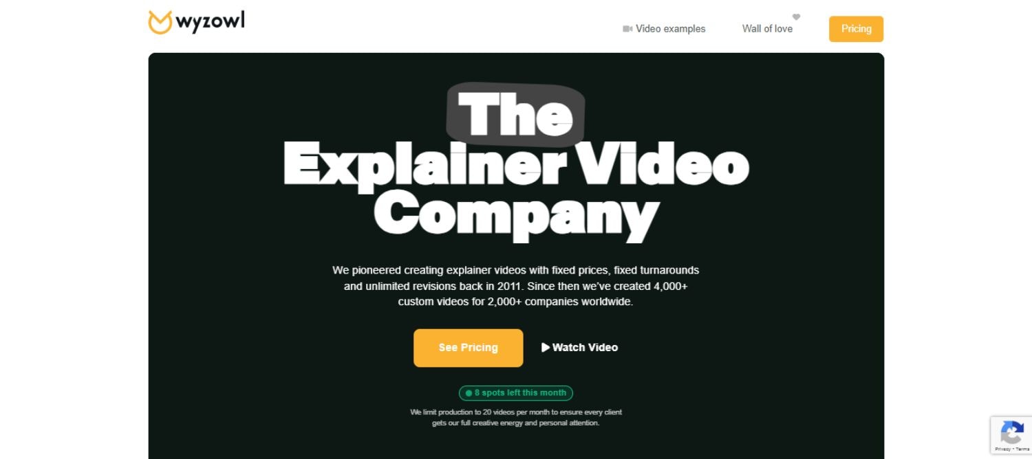 Wyzowl is one of the most recognized video marketing agencies