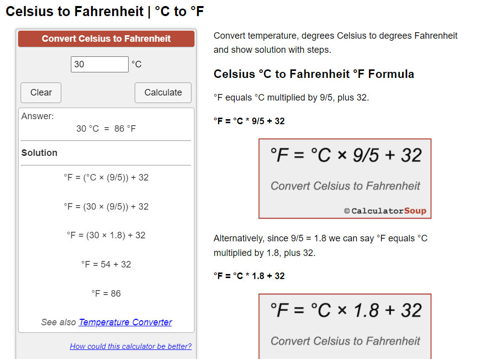 30 Celsius to Fahrenheit (°C to °F) Calculator [Online Free]