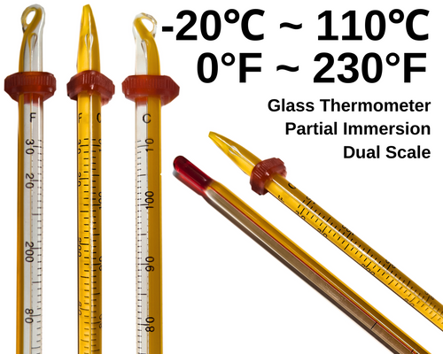Various types of glass thermometers