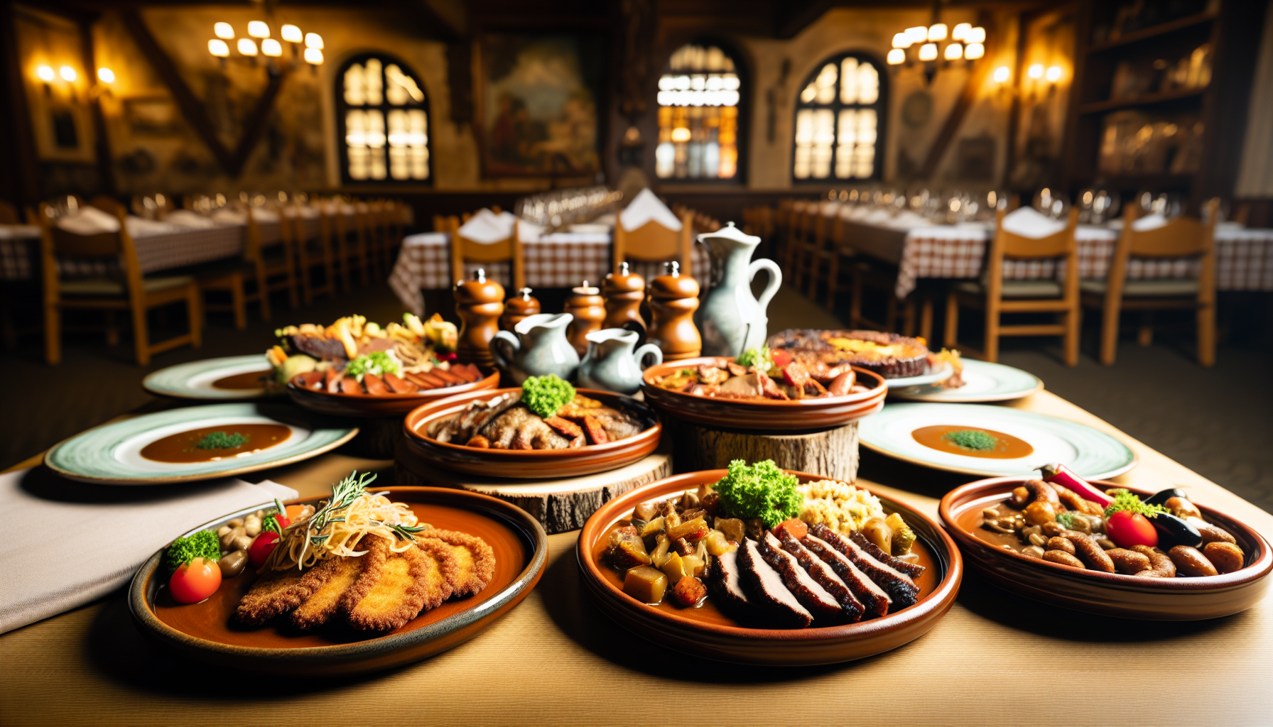 Assortment of traditional German dishes at Old Heidelberg
