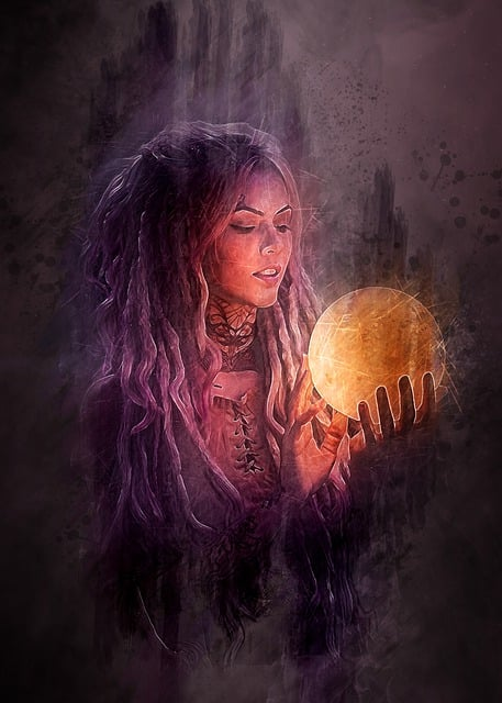 woman, crystal ball, photo art