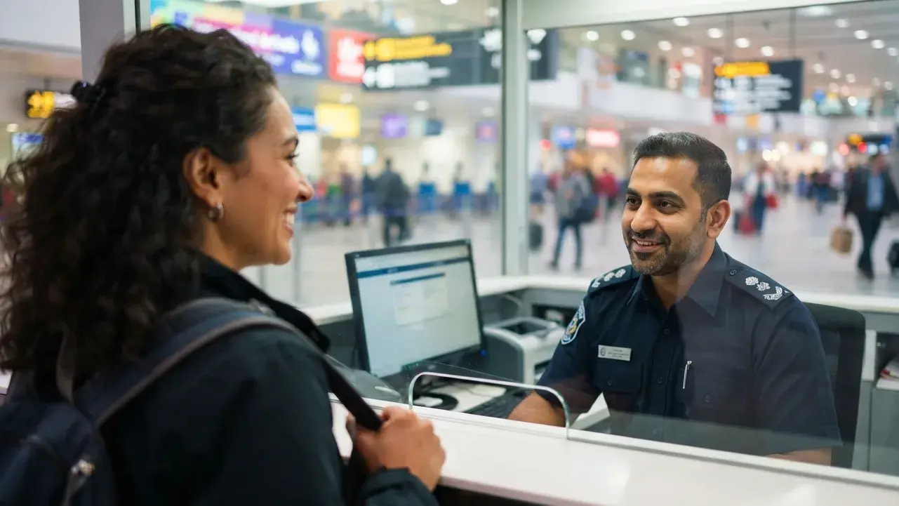 Traveler preparing Brazil entry and onward travel documents