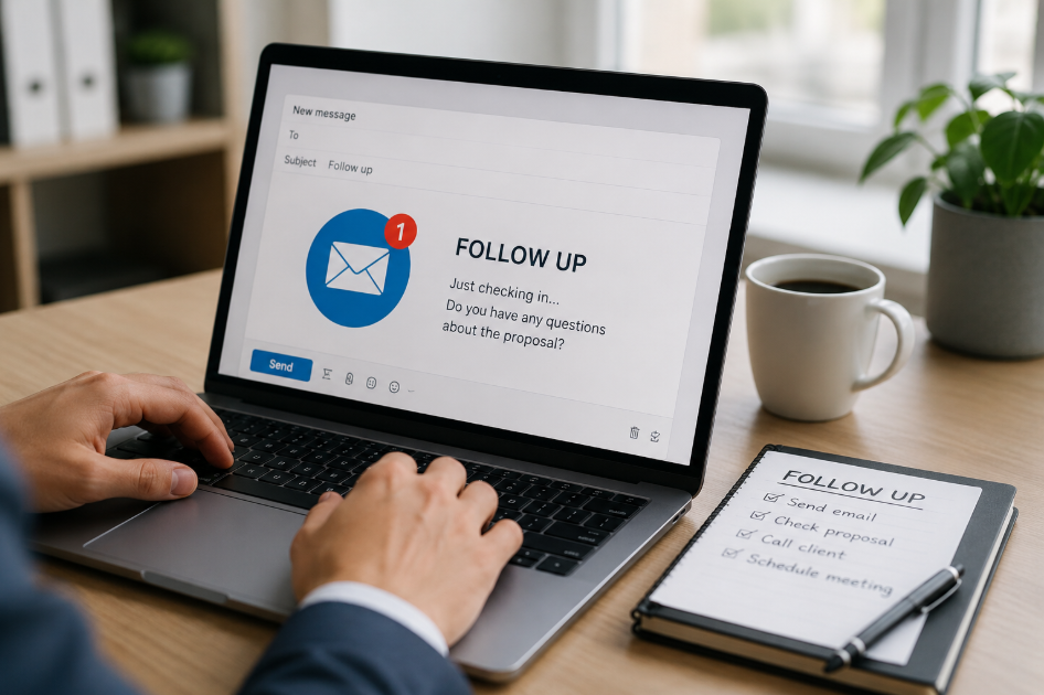 E-mail follow-up na biurku