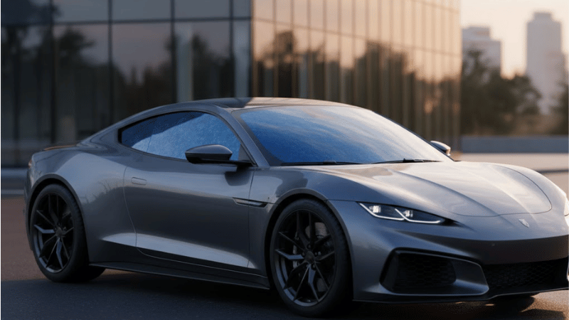 Blue window tint of an EV