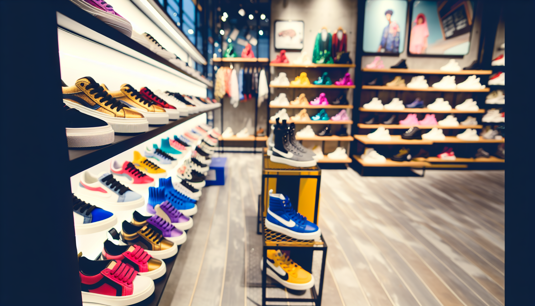 Youth shoes display in a store