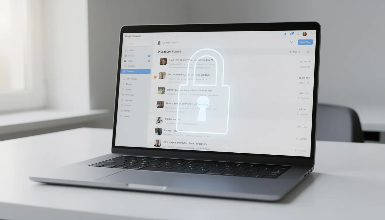 Secure email service interface with lock icon