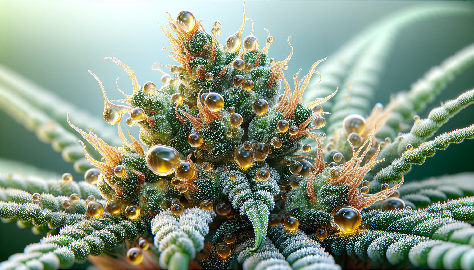 Illustration of resin glands on cannabis flowers