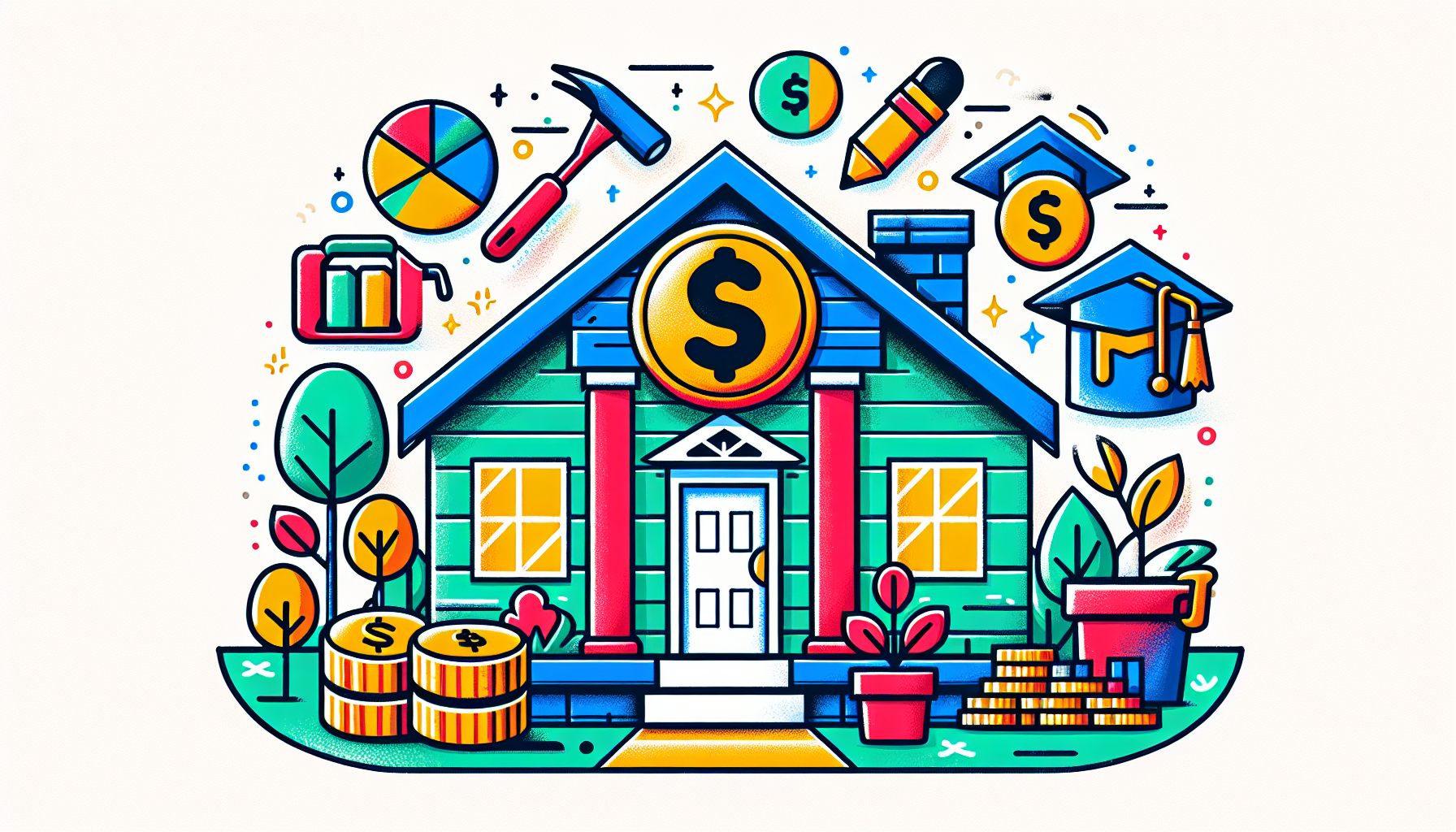 An illustration depicting the concept of a HELOC, or home equity line of credit.