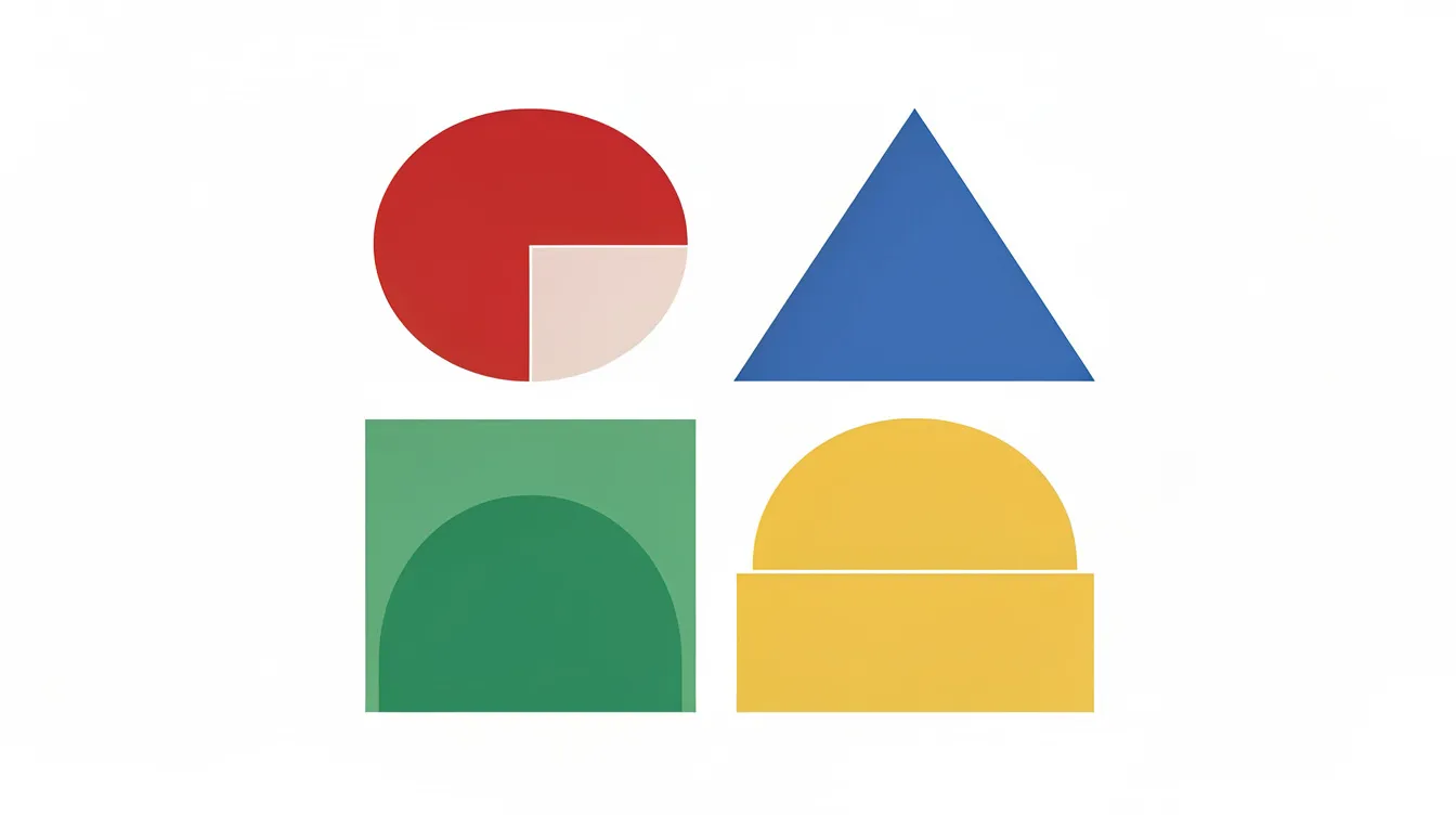 L'image montre quatre quadrants colorés, chacun représenté par des formes géométriques abstraites sur un fond blanc, symbolisant les différentes dimensions du modèle DISC. Ces couleurs illustrent les styles de communication et de leadership, essentiels pour le développement personnel et la collaboration au sein des équipes.