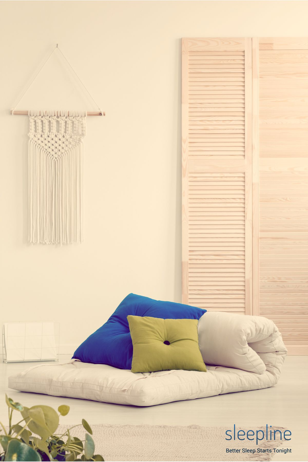 Floor futon with pillows