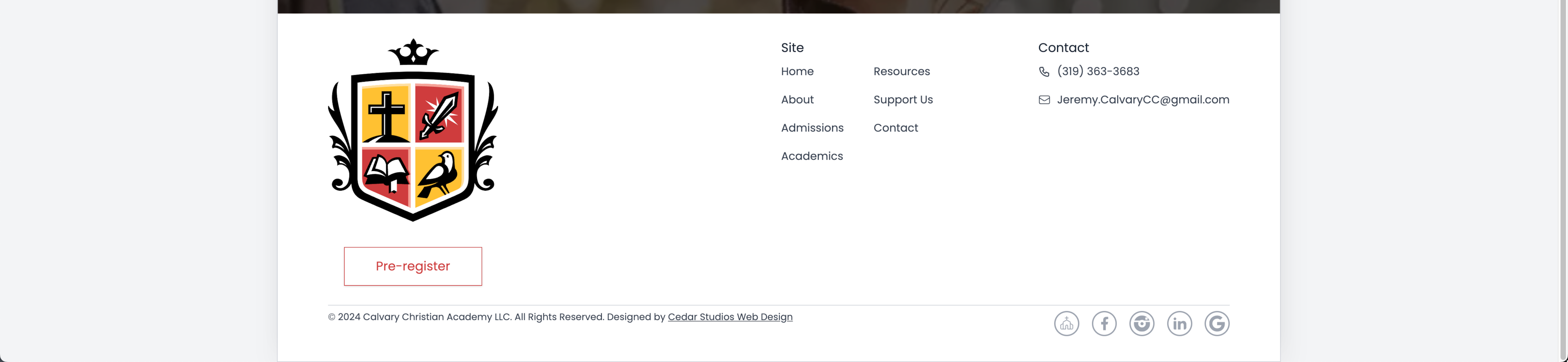 calvary christian academy website footer