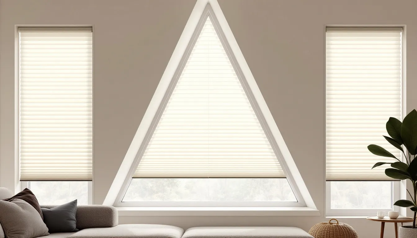 Custom cellular shades designed for triangle windows.