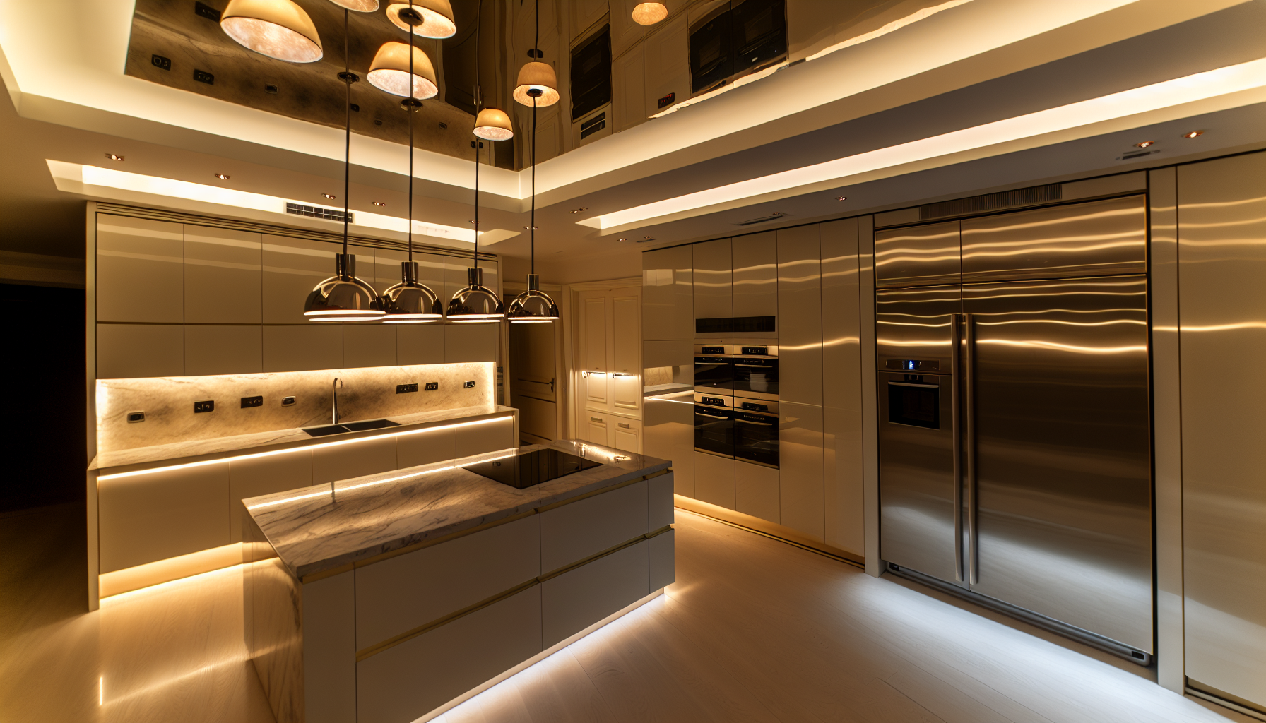 Elegant pendant lights in luxury modern kitchen design