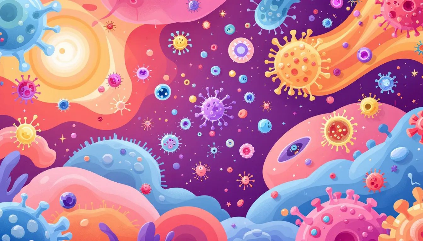 Illustration of a healthy immune system with various immune cells.