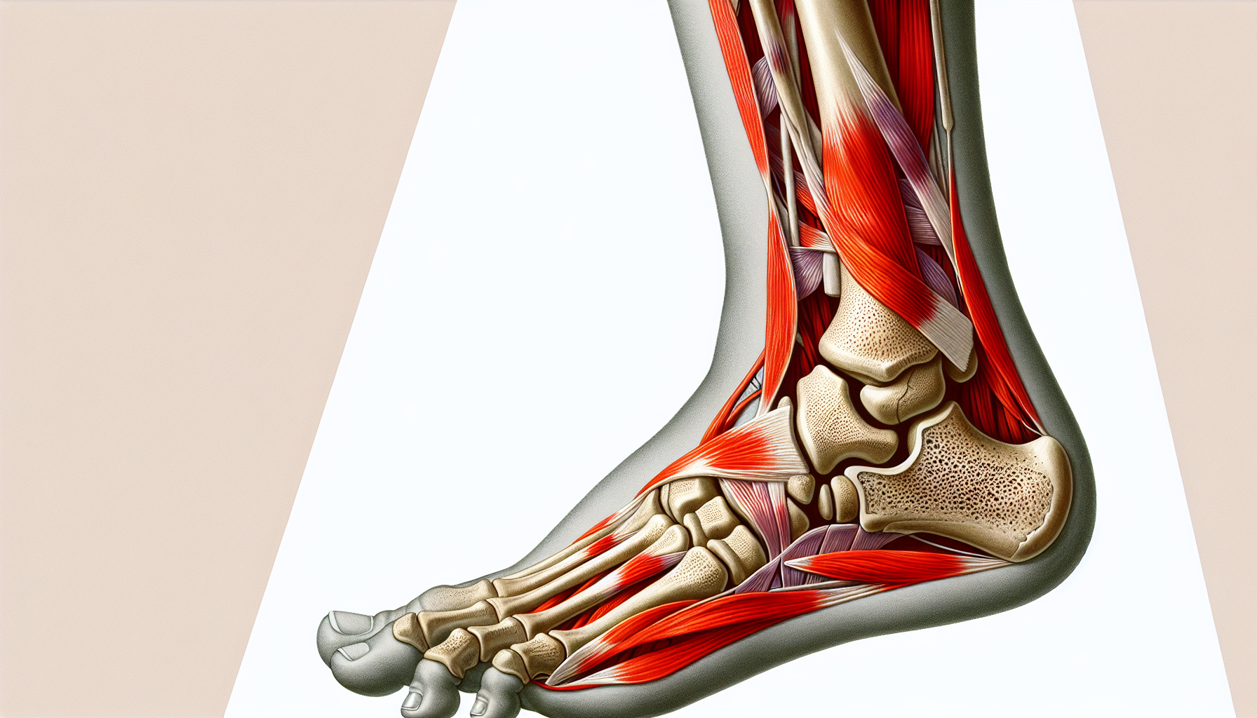 Ankle with highlighted peroneal tendons