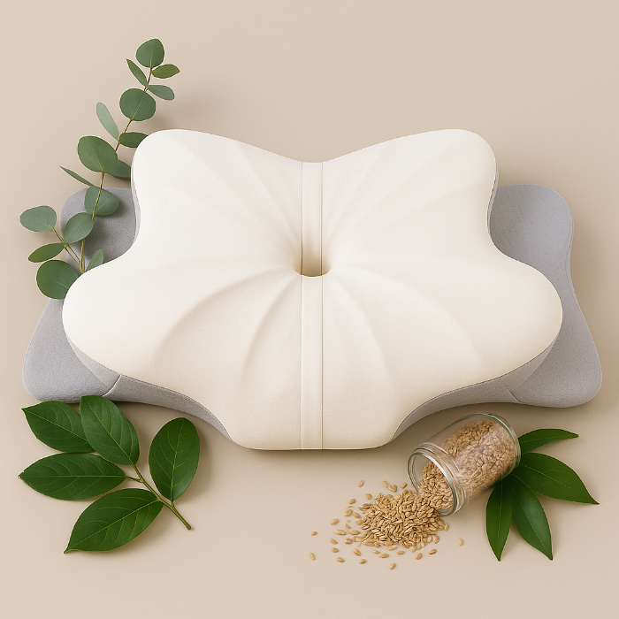 A close-up view of a cervical pillow designed for neck support.
