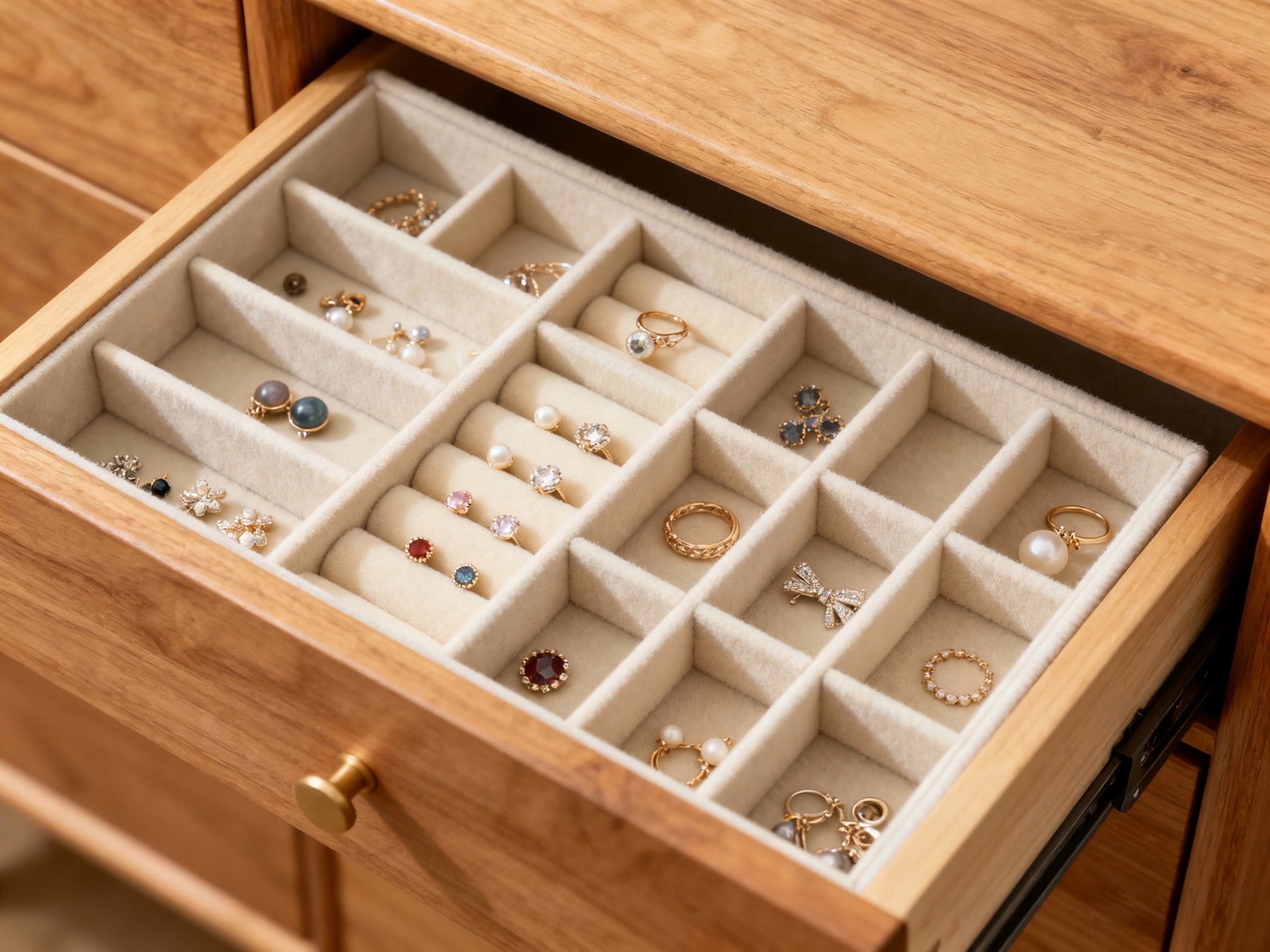 It's very easy to utilize the drawer space to store stud earrings.