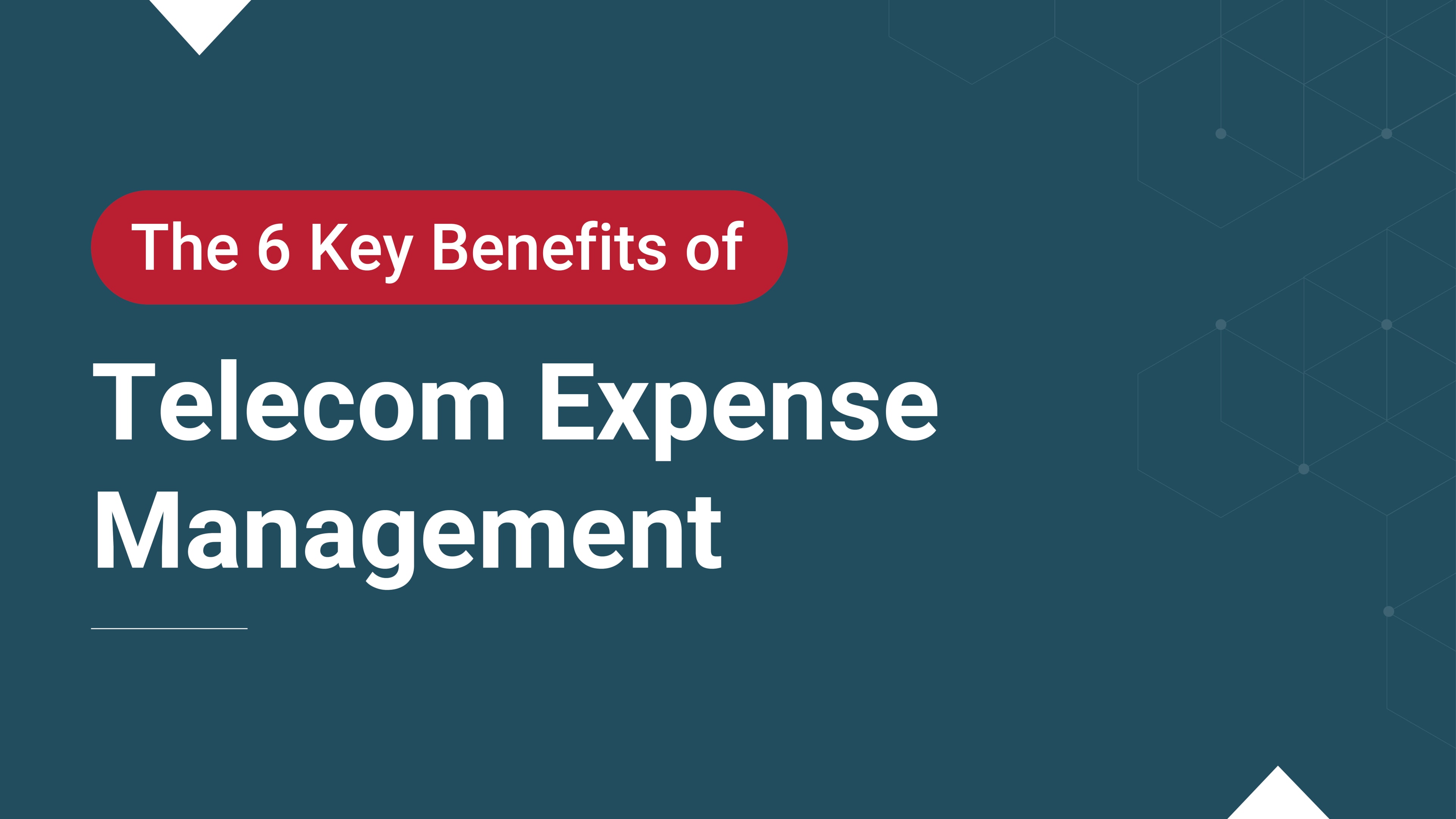 Text graphic stating "The 6 Key Benefits of Telecom Expense Management," promoting telecom management for multiple services and billing errors.