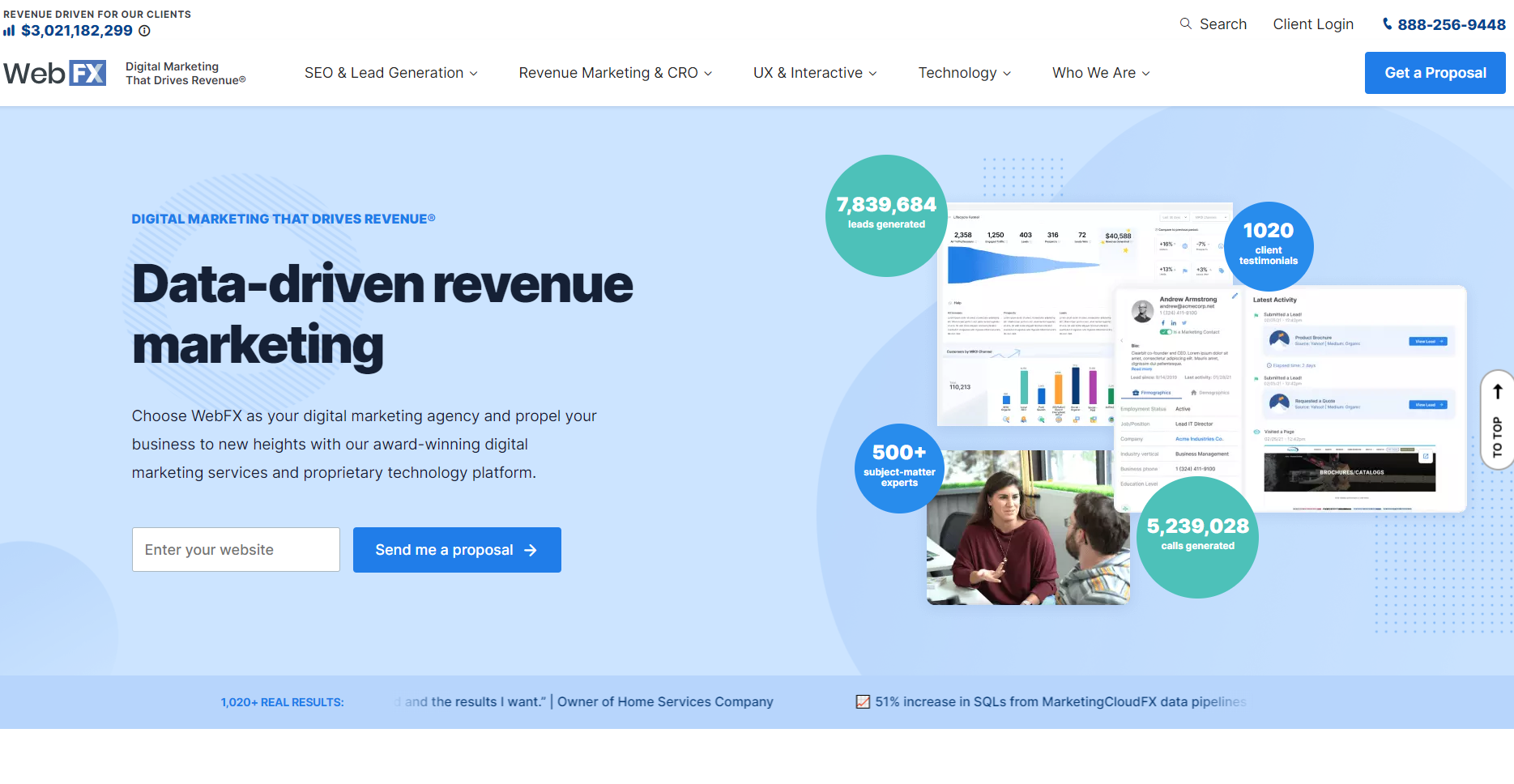 WebFX data-driven revenue marketing homepage