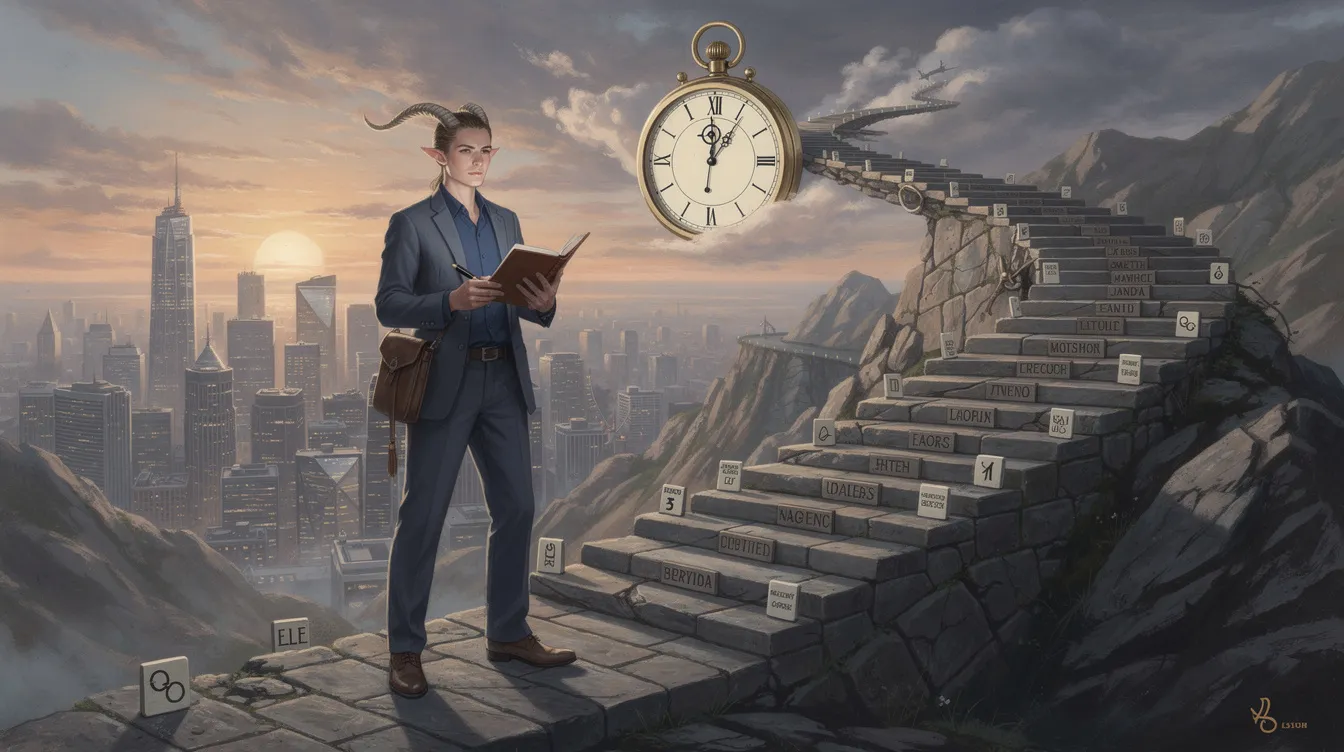 The image illustrates the key traits of the Capricorn zodiac sign, highlighting their determination, emotional maturity, and practical approach to life. Represented by the sea goat, Capricorns are known for their disciplined, goal-oriented energy and strategic thinking, often focusing on long-term success and balancing ambition with responsibility.
