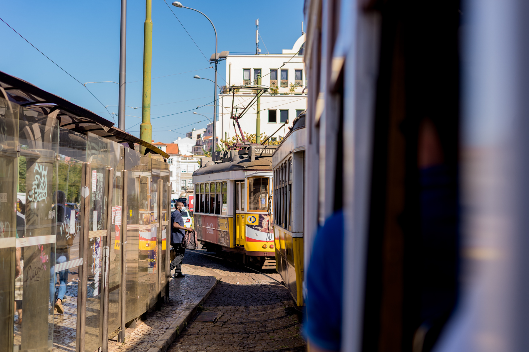 Yellow Tram in Lisbon Portugal
