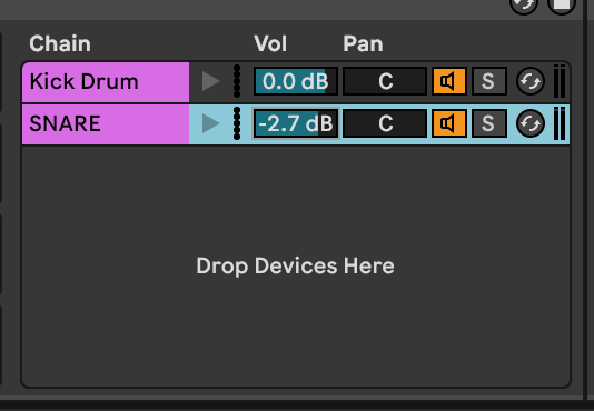 A drum rack chain list