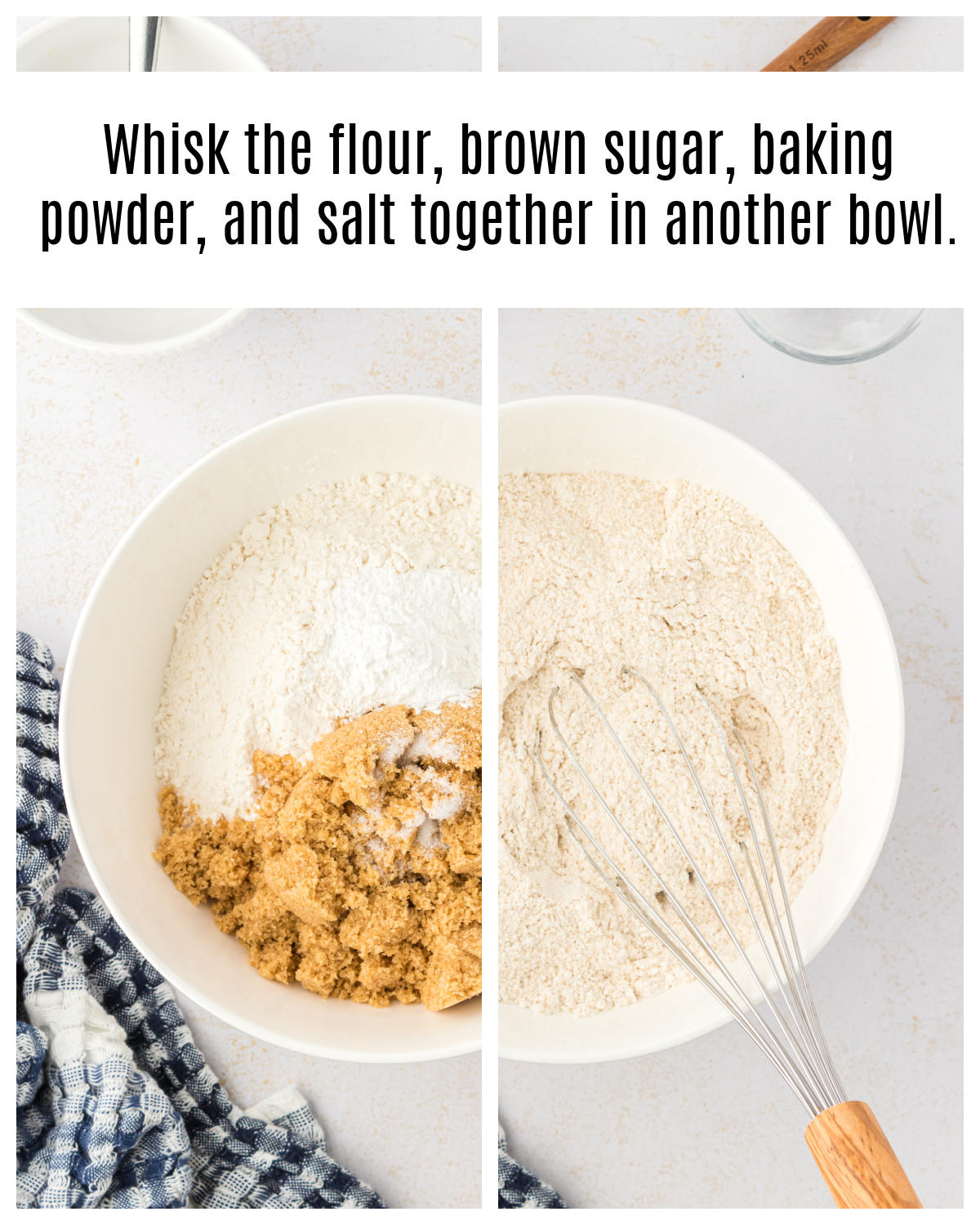flour, baking, brown sugar, and salt whisked together in bowl