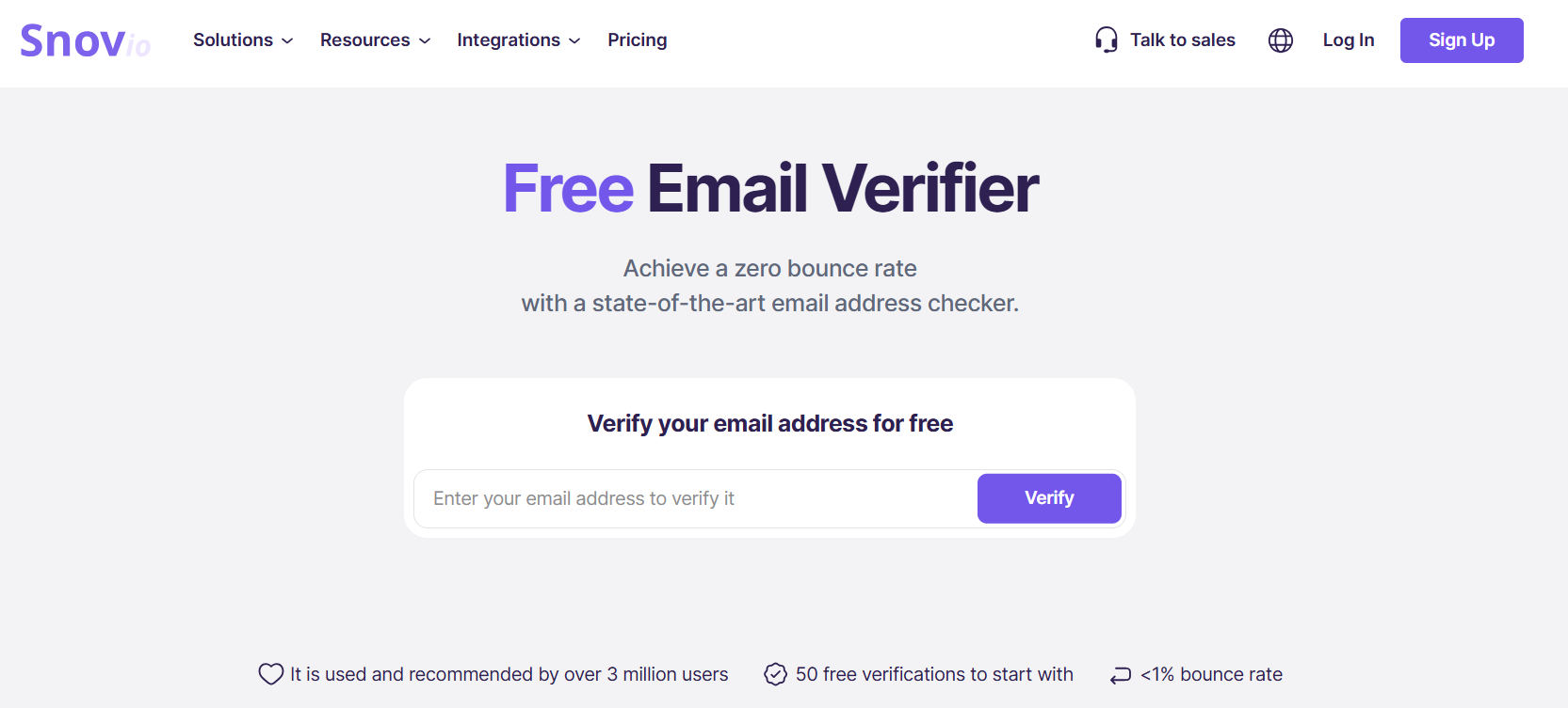 snovio kostenloser E-Mail-Prüfer Website 
