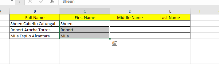 Split Names Using Find and Replace Tool