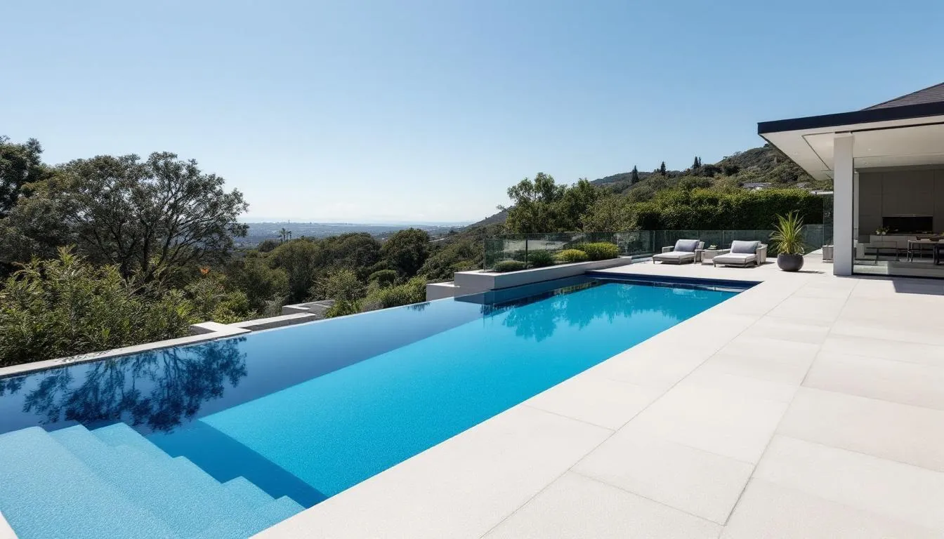 A luxurious residential pool with essential features.