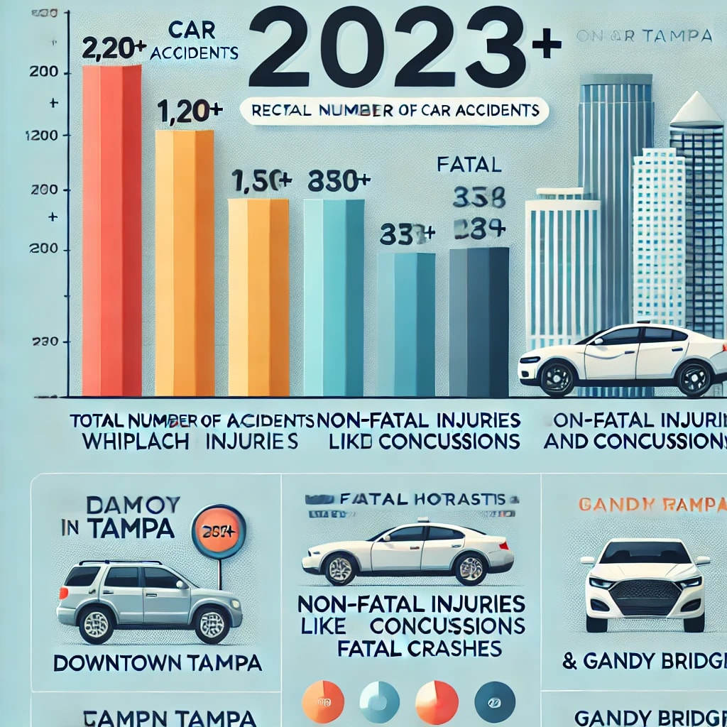 Statistics on car accidents in Tampa, Florida, for 2023. 
