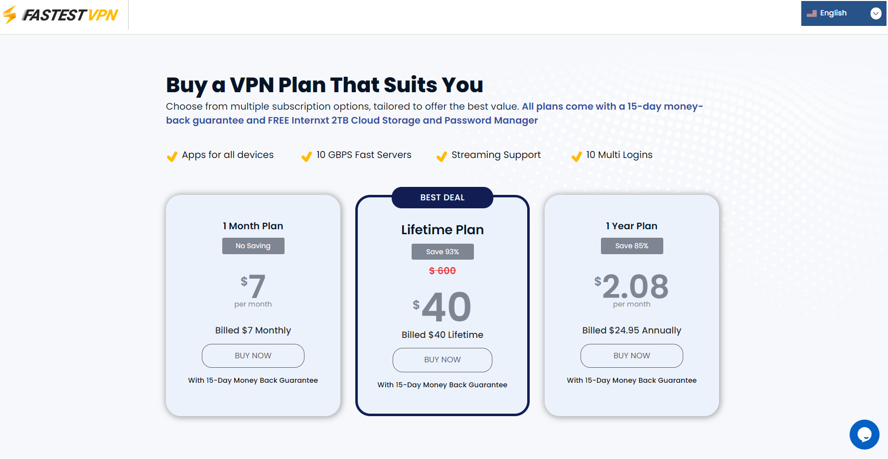 FastestVPN Pricing