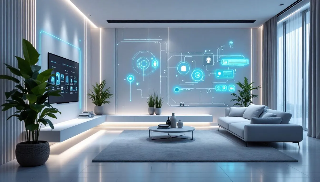 Instalacja systemu KNX w inteligentnym domu, z widocznymi elementami instalacji.