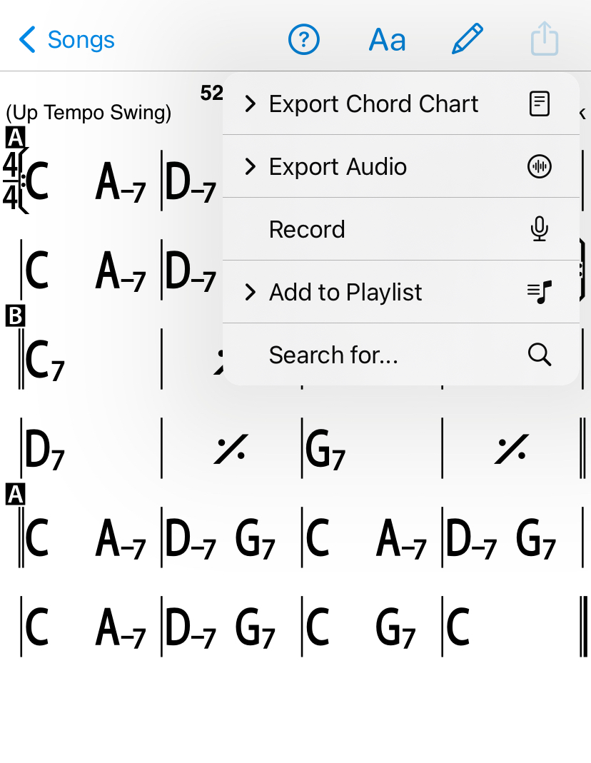 Sharing a chord chart through iReal Pro