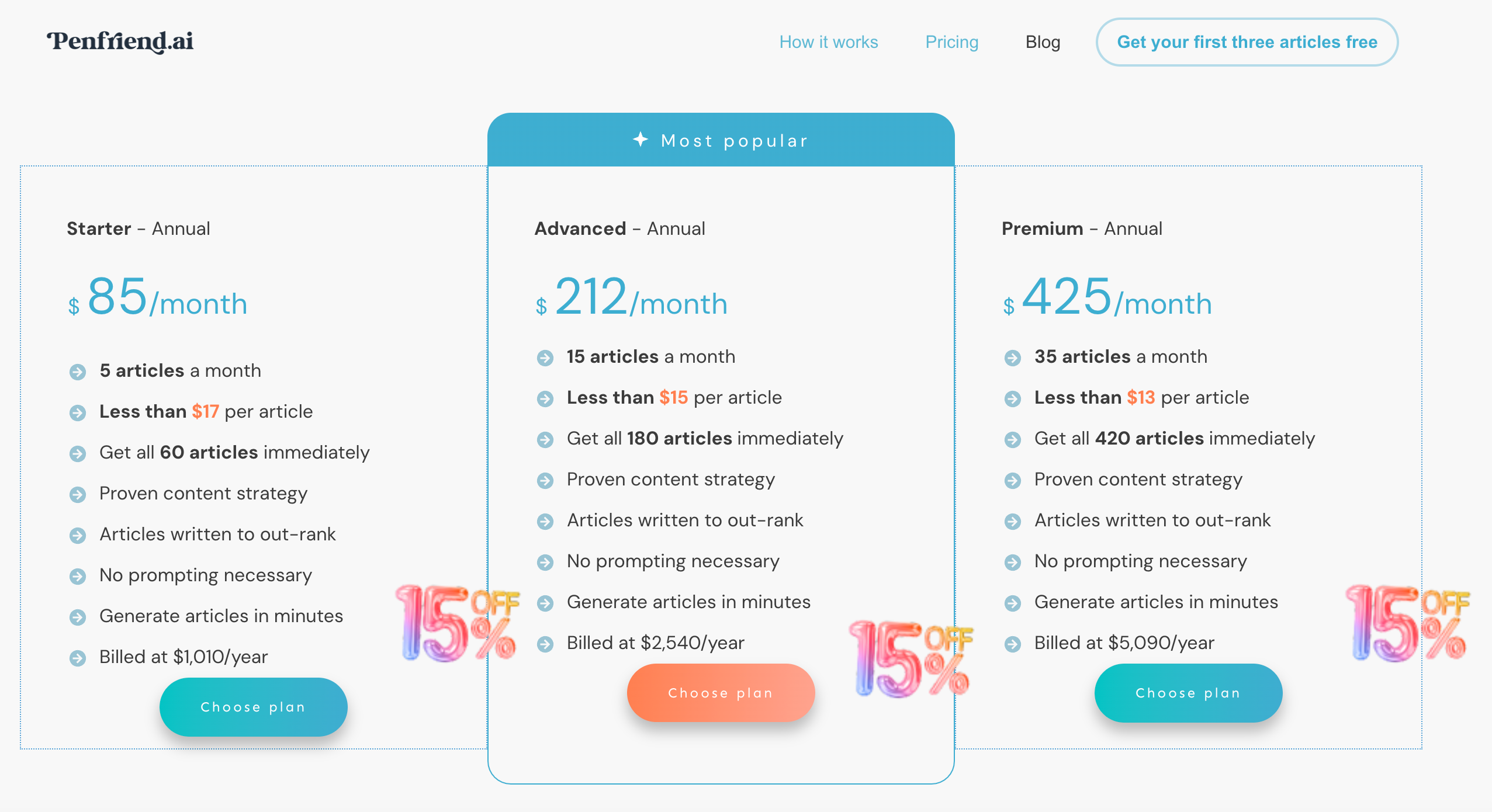 Penfriend pricing model