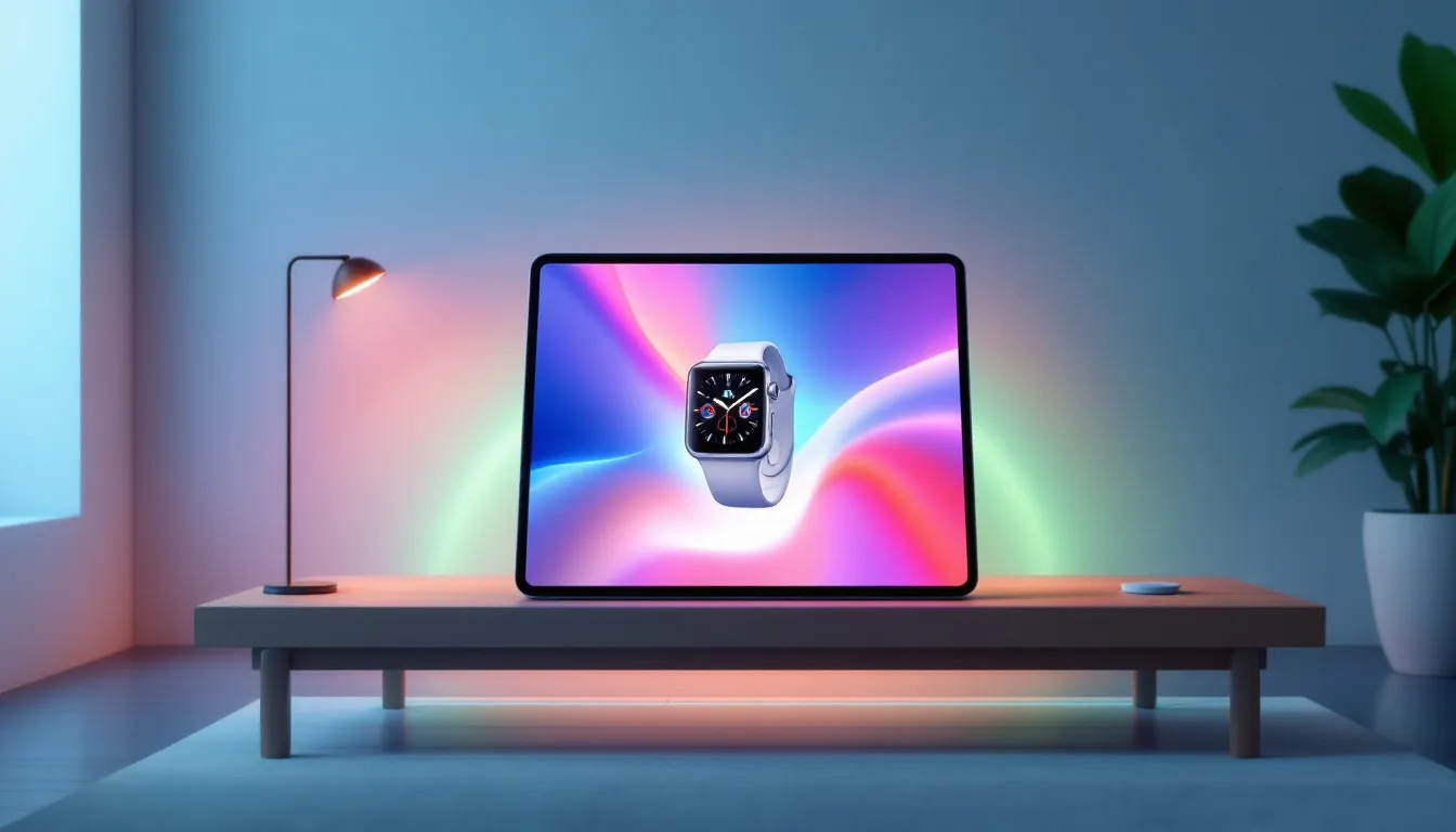 iOS 17 und andere Apple-Geräte, eine Darstellung der Verbindung zwischen iPads und Apple Watch.