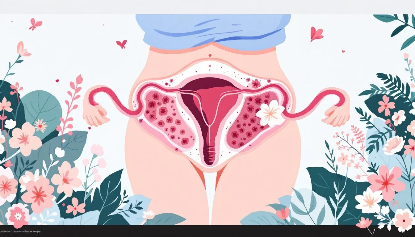 An illustration depicting the impact of endometriosis on women's health, showcasing the uterus and associated pain.
