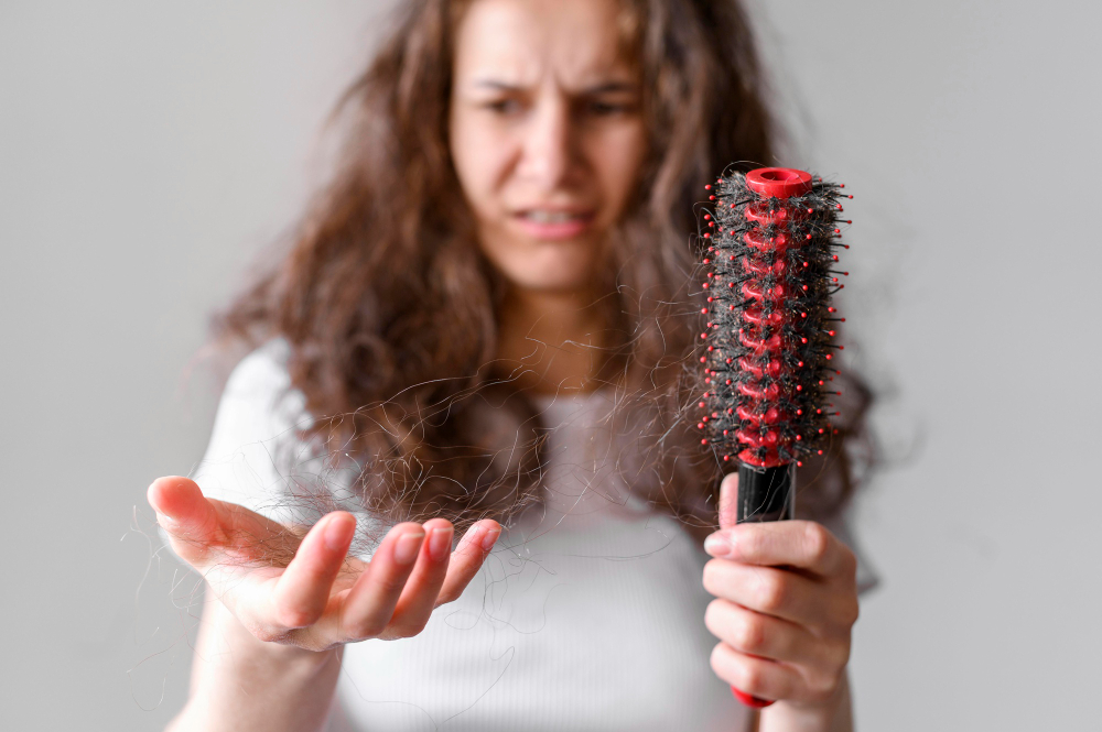 A queda de cabelo pode ser uma consequência de falta de colágeno. Fonte da imagem: freepik.