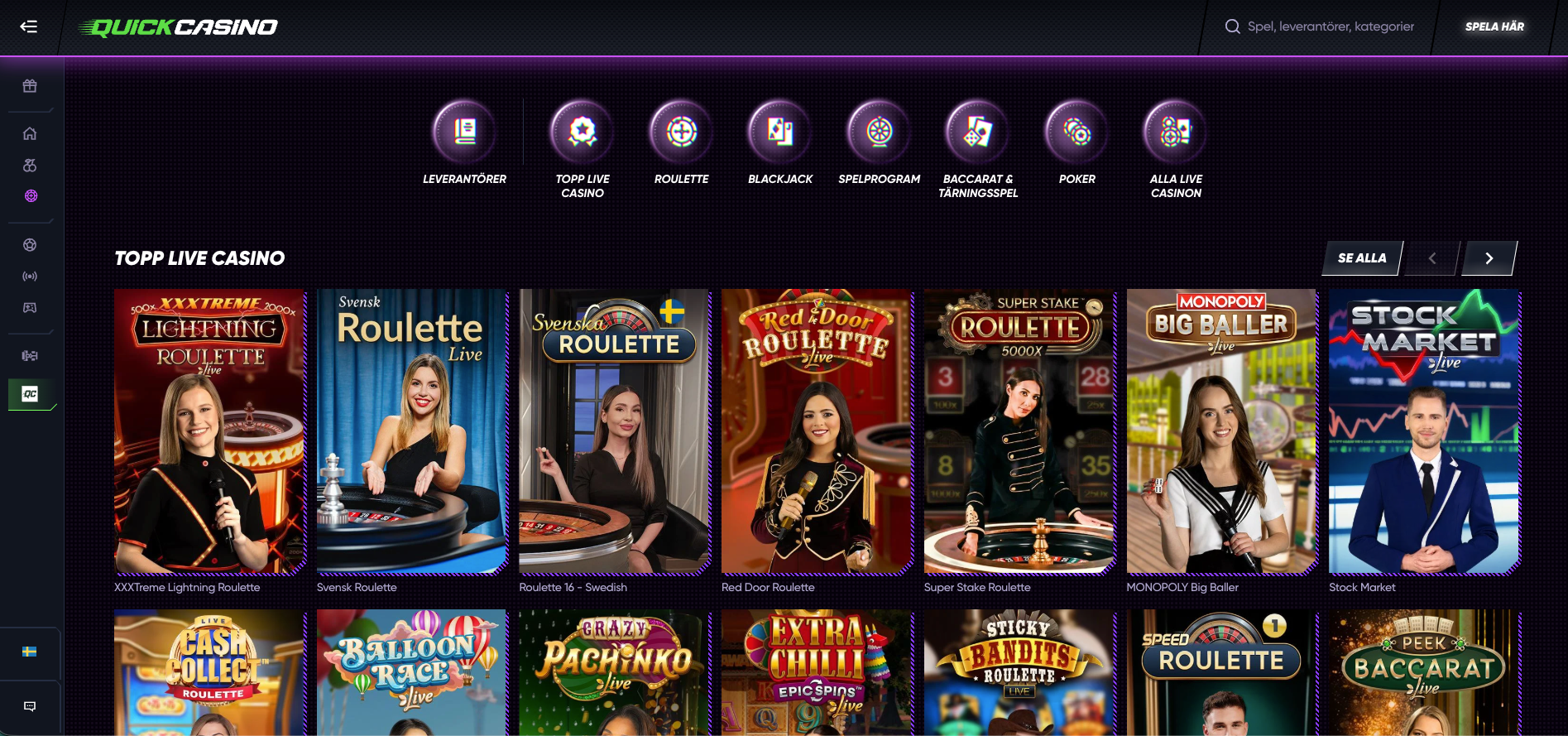 live kasino hos quick casino