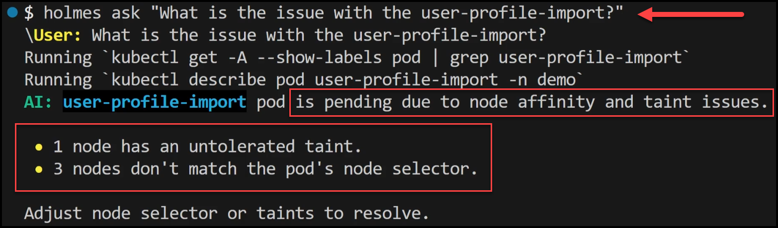 Scenario 3 Root Cause analysis by HolmesGPT