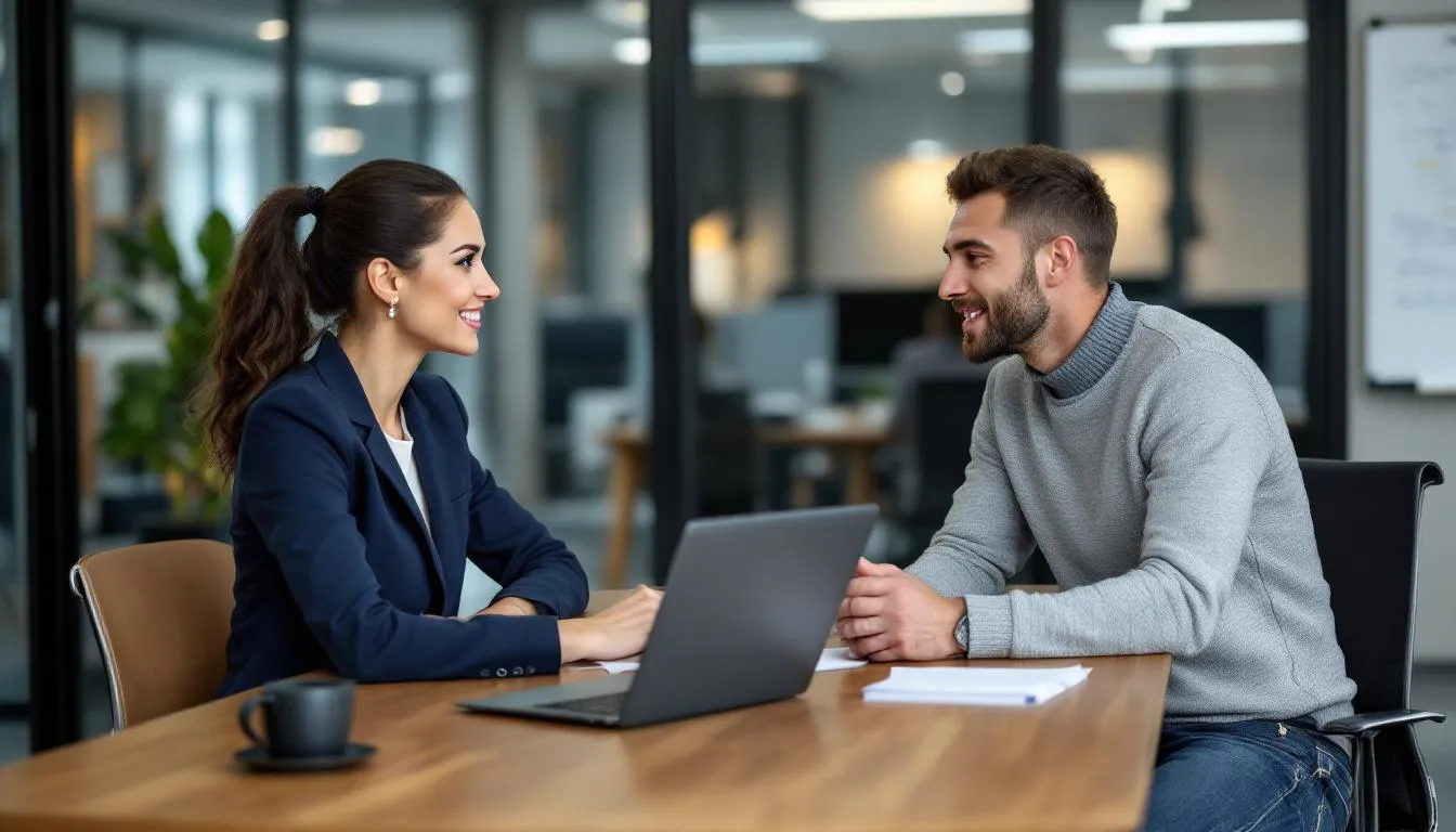 A manager is engaging in a productive dialogue with an employee, addressing concerns about the change process and emphasizing the importance of transparent communication and employee engagement. This interaction highlights effective leadership and the critical role of leaders in guiding team members through organizational change initiatives.