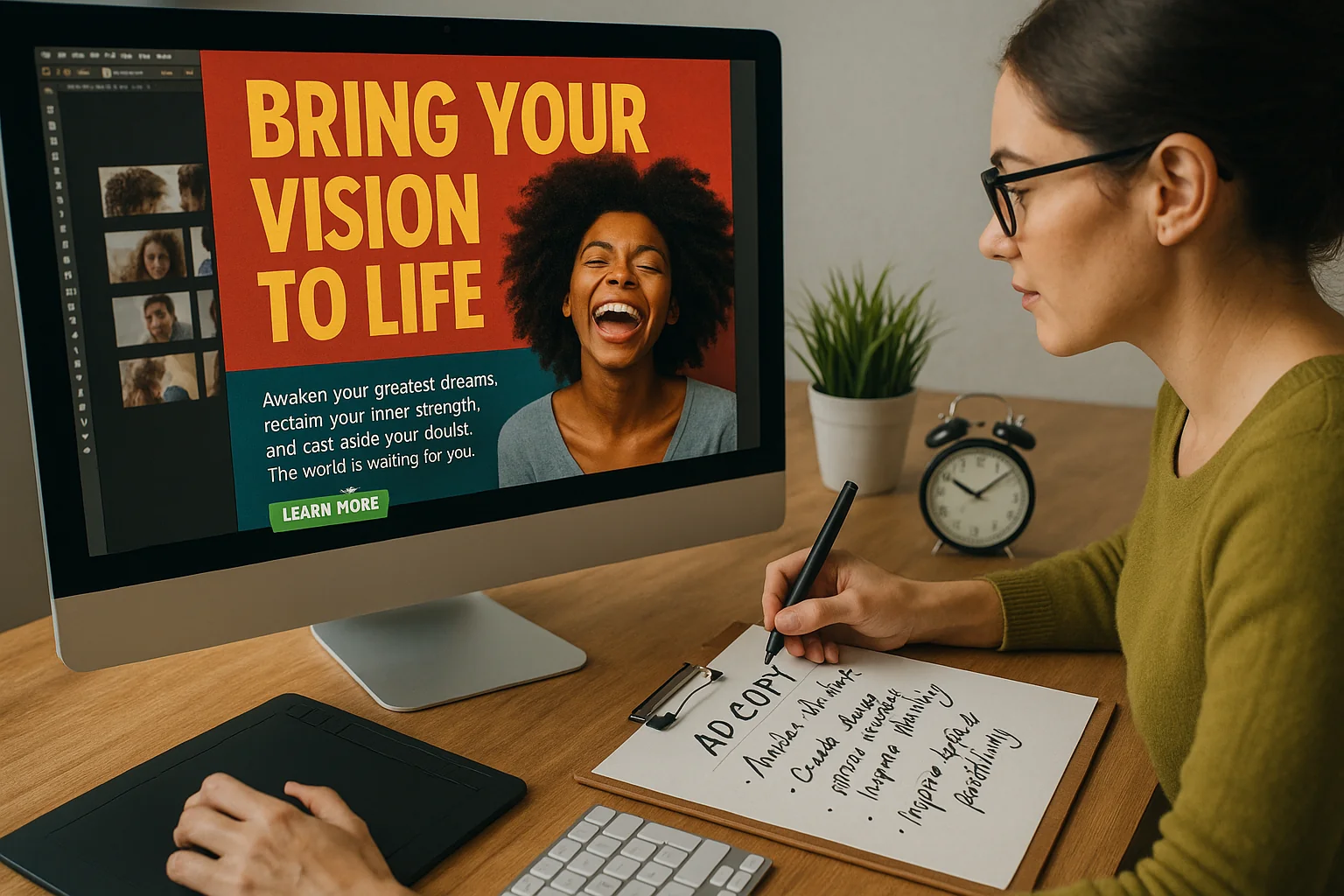 Creating high-quality PPC ad creatives that capture attention and drive clicks.